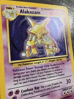 2000 Pokemon Alakazam Holo 1/130 Base Set 2 WOTC Vintage LP - Image 3