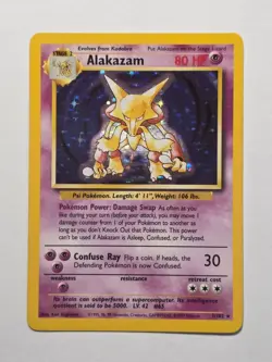 Alakazam 1/102 Base Set Rare Holo Pokemon Card WOTC 1999 - EX/Near Mint - Image 1