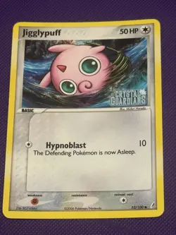 Pokemon Card - Jigglypuff Crystal Guardians 53/100 Common Reverse Holo STAMPED - Image 1