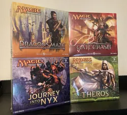 Magic the Gathering 4 Fat Pack/Bundle Lot New Sealed - Theros Gatecrash Nyx Maze - Image 1
