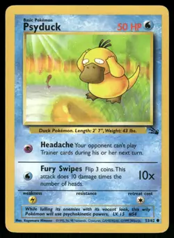 Psyduck 53/62 Common Fossil Pokemon Unlimited Lightly Played - Image 1