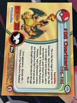 1999 Topps Pokemon - Charizard #06 Non Holo / Black Logo TV Animation Series NM - Image 2