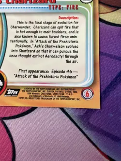 1999 Topps Pokemon - Charizard #06 Non Holo / Black Logo TV Animation Series NM - Image 5