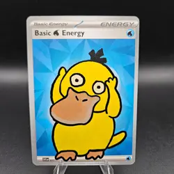 Psyduck Basic Water Energy Pokemon Card — Hand Painted - Image 1
