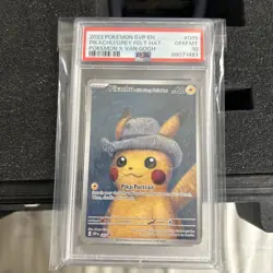 Pokemon Pikachu TCG Van Gogh Museum Promo Grey Felt Hat SVP085 PSA 10 - Image 1