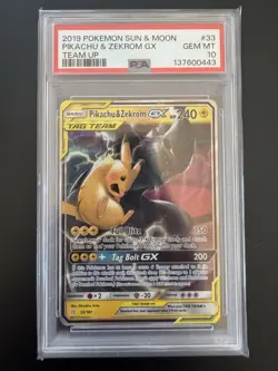 2019 Pikachu & Zekrom GX Tag Team 33/181 Sun & Moon PSA 10 - Image 1