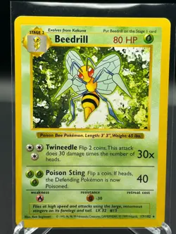 Beedrill Pokemon TCG 17/102 Base Set (1999) SHADOWLESS! Vintage Card - Image 1
