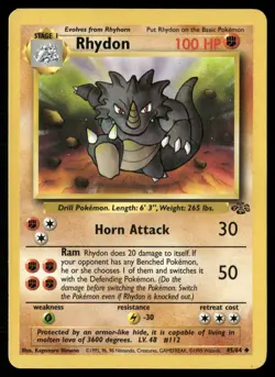 Rhydon 45/64 Uncommon Jungle Pokemon Unlimited Lightly Played - Image 1
