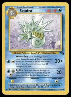 Seadra 42/62 Uncommon Fossil Pokemon Unlimited Lightly Played - Image 1