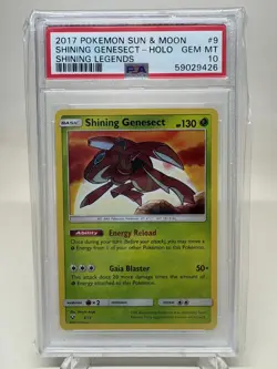 2017 POKEMON SUN & MOON SHINING LEGENDS #9 SHINING GENESECT-HOLO PSA 10 GEM MINT - Image 1
