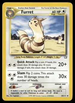 Furret 35/111 Uncommon Neo Genesis Pokemon Unlimited Lightly Played - Image 1