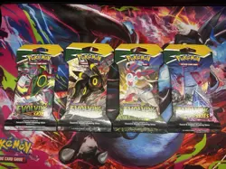 Pokemon Evolving Skies Sword/Shield Sleeved Hanger Booster Pack Art Set of 4 - Image 1
