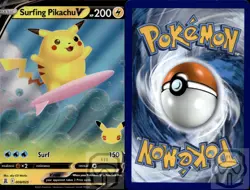 Surfing Pikachu V 008/025 Holo V Rare Celebrations Pokemon NM/M - Image 2