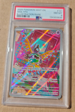 2025 Pokemon WHT EN Sigilyph Illustration Rare #121 PSA 8 NM-MT - Image 1