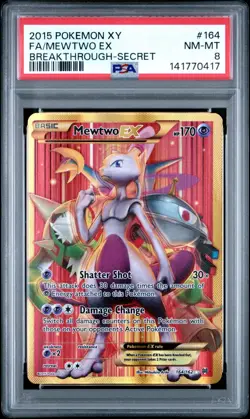 Pokemon Mewtwo EX 164/162 Full Art XY Breakthrough #164 NM-MT PSA 8 - Image 1