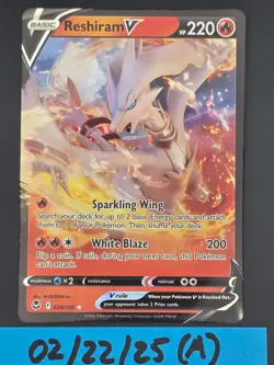 Reshiram V 024/195 Ultra Rare Silver Tempest Pokemon Card - NM Near Mint - Image 1