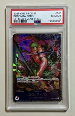 PSA 10 Zoro ST21-015 Flagship Battle 2025 Top 8 Prize ONE PIECE Card Japanese - Image 1