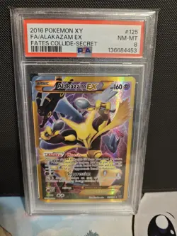 Alakazam EX 125/124 XY Fates Collide Secret Rare PSA 8 Graded card Pokemon - Image 1