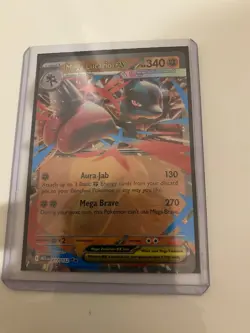 Mega Lucario ex 077/132 Pokemon Double Rare Card w/ Sleeve and Top Loader. - Image 1