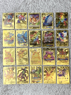Set of 35 Gyarados,Magikarp,Pikachu&More!!! Rare Gold Accent Foil Fan Art Cards - Image 1