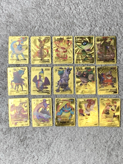 Set of 35 Gyarados,Magikarp,Pikachu&More!!! Rare Gold Accent Foil Fan Art Cards - Image 2