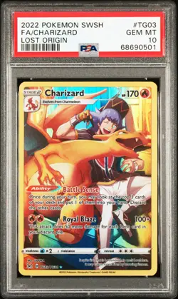 Fa/Charizard Pokemon Sword & Shield Lost Origin TG03 NM PSA 10 - Image 1