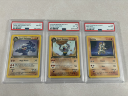 Pokemon 1st Edition Dark Machamp Holo, Dark Machoke, Dark Machop PSA 8 - Image 1