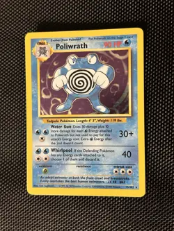 Pokemon Poliwrath Base Set 13/102 Holo Rare 1999 90 HP Stage 2 Card - Image 1