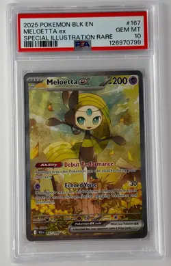2025 Pokemon Black Bolt Meloetta ex Special Illustration Rare #167/086 PSA 10 - Image 1