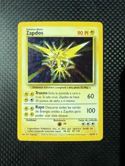 Pokemon TCG Zapdos Base Set Holo Unlimited Rare Card 16/102 Spanish - Image 1