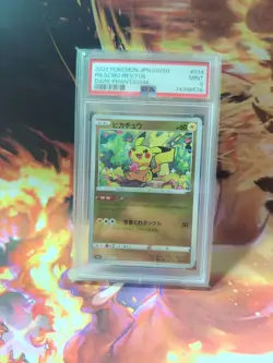 2022 Pokemon Dark Phantasma Jpn PIKACHU Rev Foil #014 Graded PSA Mint 9 Rare HTF - Image 1