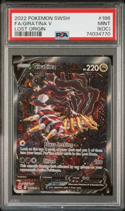 PSA 9(OC) 2022 Pokemon SWSH Full Art Giratina V Lost Origin #186 Mint Rare Basic - Image 1