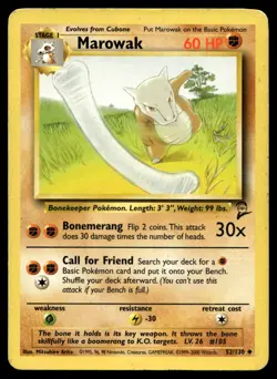 Marowak 052/130 Pokemon Base Set 2 Unlimited Non Holo (MP) - Image 1