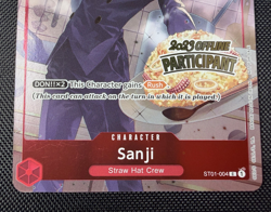 One Piece TCG Sanji ST01-004 2023 Offline Regional Participant Promo LP - Image 2