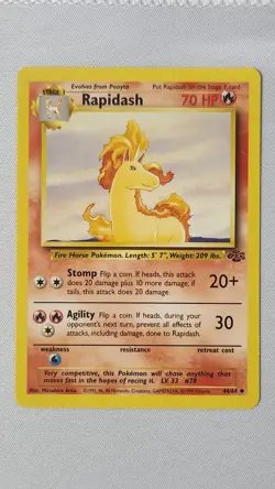 Rapidash 44/64 Pokemon Card TCG Jungle Unlimited Non Holo LP - Image 1
