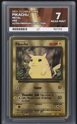 Pokemon Pikachu TCG Gold Metal Card Celebrations UPC 58/102 - Ace 7 NM - Image 1