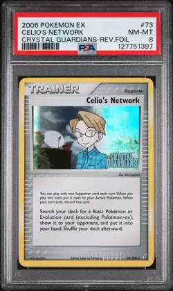 2006 POKEMON EX CRYSTAL GUARDIANS #73 CELIO'S NETWORK-REVERSE FOIL PSA 8 - Image 1
