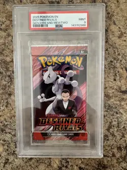 PSA Grade 9 Mint Pokemon Destined Rivals Booster Pack Giovanni and Mewtwo - Image 1