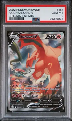 Charizard V FA Alternate Art PSA 10 Gem Mint #154/172 Pokemon Brilliant Stars - Image 1