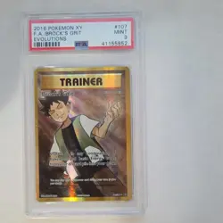 Pokemon Brock's Grit Full Art Holo Ultra Rare PSA 9 Evolutions 107/108 2016 - Image 1