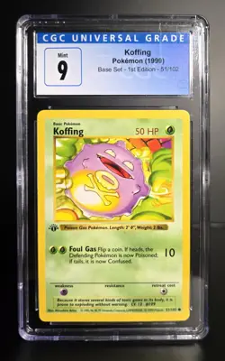 Pokemon TCG - KOFFING - 51/102 - 1ST EDITION/SHADOWLESS - BASE SET 1999 - CGC 9 - Image 1