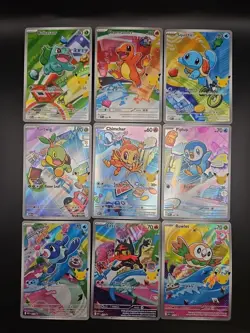 Pokemon TCG 30th anniversary first partner starters illustration set Full 9 Card - Image 1
