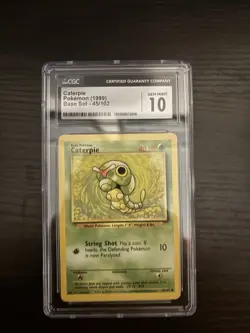 Caterpie CGC 10 Pokemon TCG Base Set Common English Regular Card 45/102 1999 - Image 1