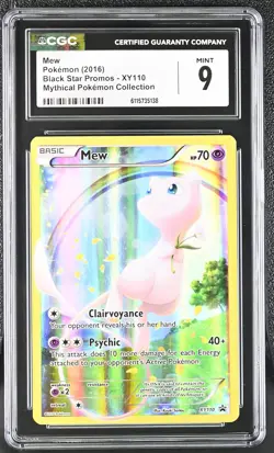 CGC 9 MINT Mew 2016 Black Star Promos XY110 Mythical (Collection) Pokemon Card - Image 1