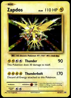 Zapdos 42/108 Holo Rare Evolutions Pokemon Holo LP - Image 1