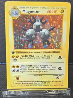 Magneton 1st Edition Base Set Shadowless Holo Rare 9/102 Pokemon - HP see pics - Image 1