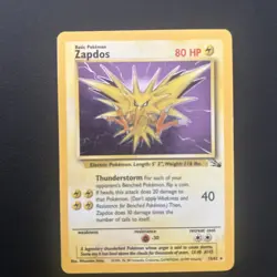 Pokemon TCG Zapdos Holo Rare Card 15/62 Fossil LP/NM Condition 1999 - Image 1