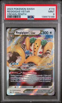 2023 POKEMON SWORD & SHIELD CROWN ZENITH #114 REGIGIGAS VSTAR PSA 9 - Image 1