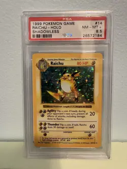 Pokemon Raichu Base Set Shadowless Holo Rare #14 PSA 8.5 - Image 1