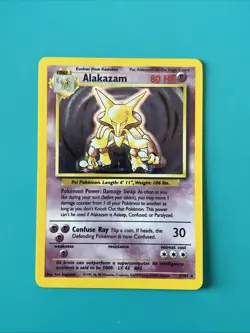 Pokemon TCG Alakazam Holo Base Set 1/102 Raw Ungraded 1999 - Image 1